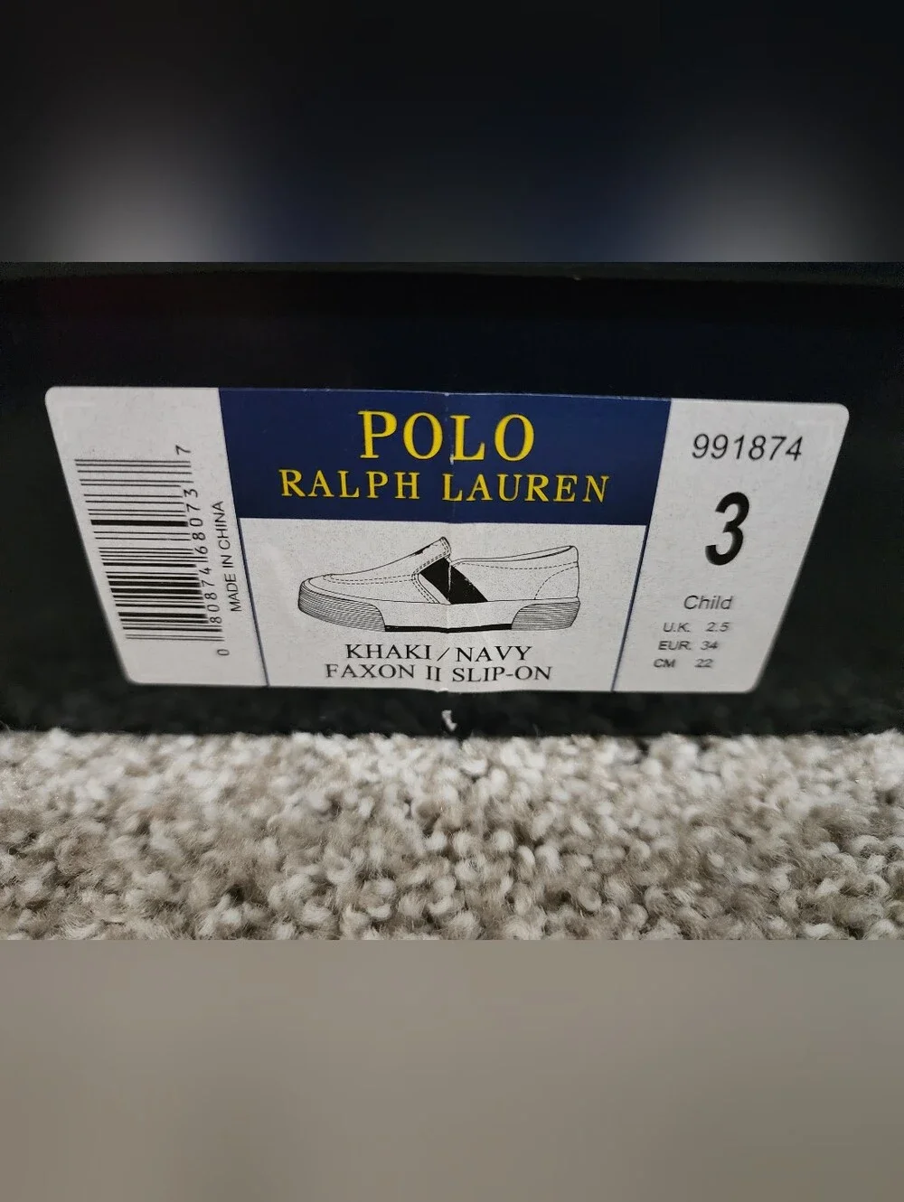 Polo by Ralph Lauren Beige Canvas Slip-On Loafers with Navy Trim